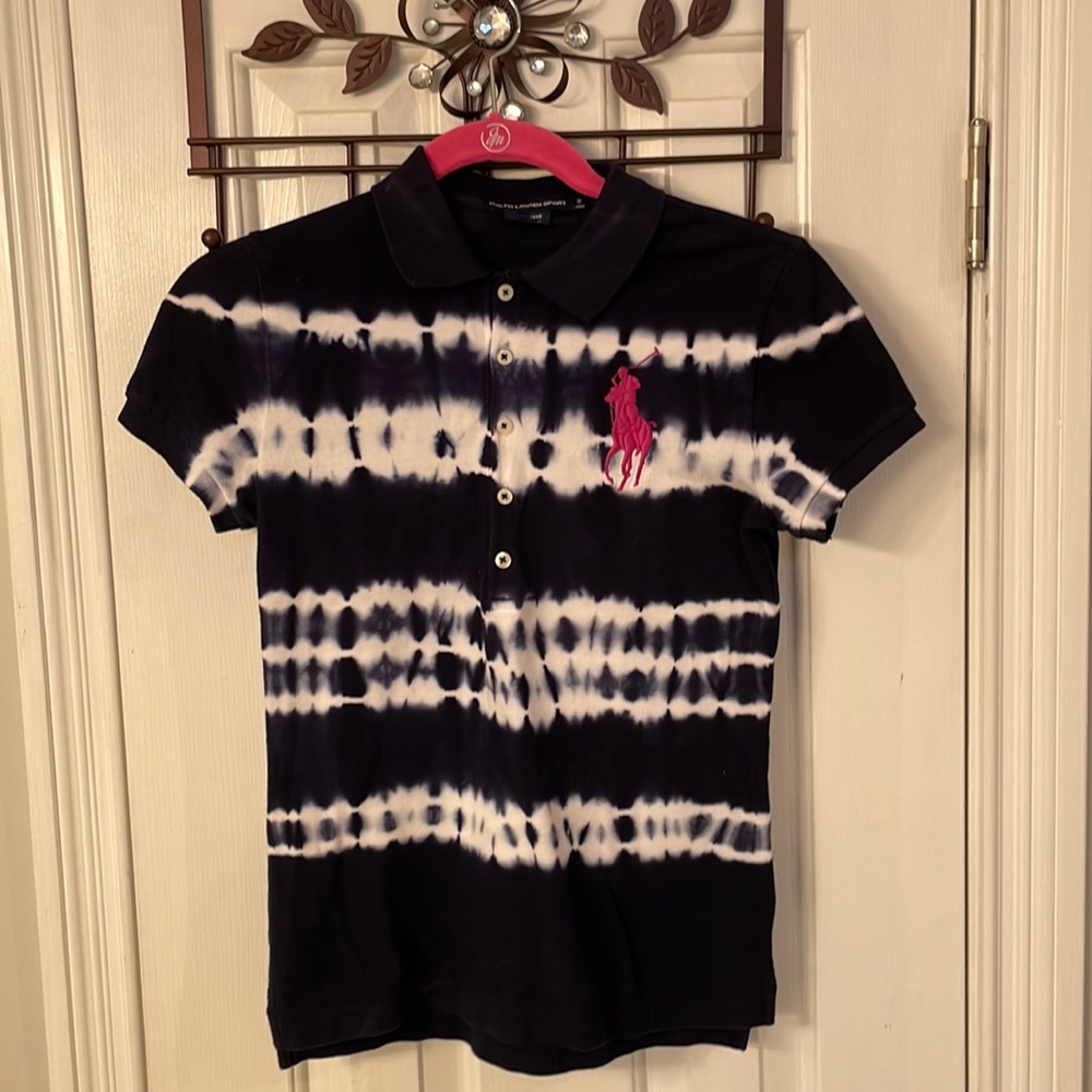 Ralph Lauren Rare Navy Tie-Dye Polo w/ Large Pony
